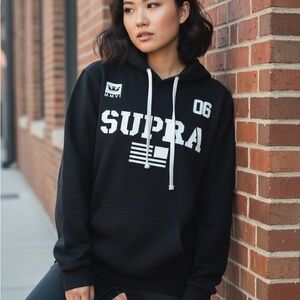 Supra Black Graphic Hoodie for Men and women